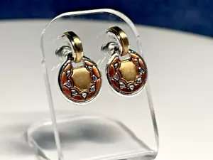 Vintage Earrings Liz Claiborne Stud Dangle Drop Gold Silver Tone Metal - Picture 1 of 14