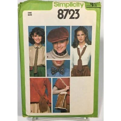 Purse Hat Tie Bag S8723 Bowtie Vintage 70s CUT Sewing Pattern One Size - Image 1 of 2