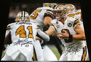 FOTO DREW BREES & ALVIN KAMARA FIRMADA NUEVA ORLEANS SAINTS 16x20 BECKETT - Imagen 1 de 1