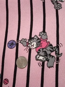 Cats Sports Sweatshirt Fleece Cotton Blend Fabric 1 1/2 Yard 60" Wide New - Picture 1 of 5