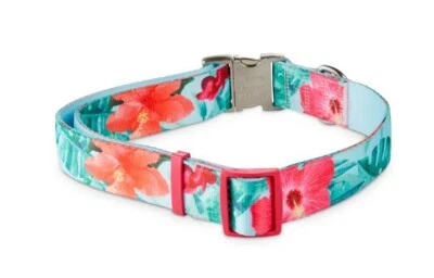 Flores rosas y verdes 2X-3X perro mascota collar clip hebilla clip D ajuste hasta 38" Foto 1 de 4
