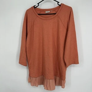 LOGO Lounge Damen Orange Tunika Oberteil Rüschensaum - Bild 1 von 4