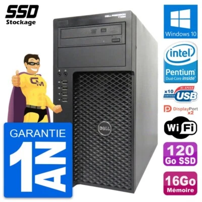 PC tour Dell Precision T1650 MT Pentium G2020 RAM 16Go SSD 120Go Windows 10 Wifi - Imagen 1 de 4