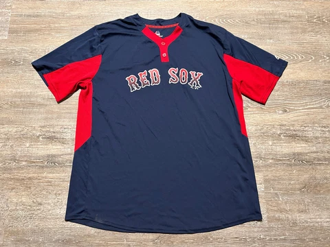 Majestic Cool Base Boston Red Sox Baseball Jersey MLB 2XL Batting Practice Blue Cover