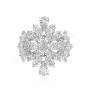 3.32 Ct Lab Grown CVD Multi Shape Diamond Cluster Wedding Ring 14k White Gold - Picture 1 of 8