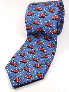 VINEYARD VINES made in USA 100% Silk Tie Boys 50" Blue Red CHRISTMAS Necktie NEW - Picture 1 of 6