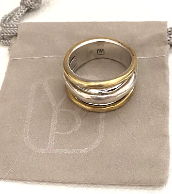 Восковое поэтическое кольцо RIFF из чистого серебра/латуни размер 10 унисекс - Изображение 1 из 4