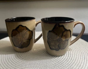 2er Set Mikasa Gourmet Basics Mohnblumen braun Kaffee/Tee Blumen Tassen - Bild 1 von 4