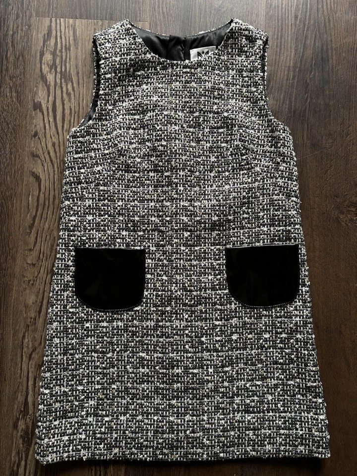 Milly Minis 女孩粗花呢连衣裙皮革口袋 8 码 — 第 1/4 张图片