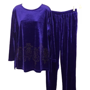 Diane Von Furstenberg Color Authority Velvet Velour 2 Piece Set Med Purple Gold - Picture 1 of 17