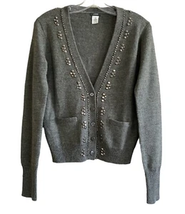 J.Crew V-Ausschnitt Alpaka Wollmischung Schmuck verziert Cardigan Pullover Gr. S gebraucht, in einwandfreiem Zustand - Bild 1 von 7