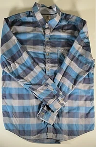 Timberland Shirt Long Sleeve Mens XXL Blue Checkered Button Up Pocket Slim Fit - Picture 1 of 10