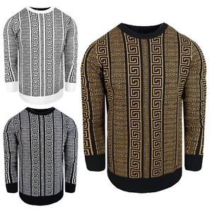 Sweater Shirt Designer Italian Stripes Men Warm Thick Woven Fleece Stretch Dress - Picture 1 of 8