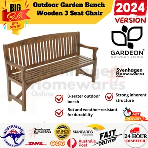 Gardeon 5FT Wooden Garden Bench 3 Seat Timber Outdoor Chair Patio Furniture - Picture 1 of 8