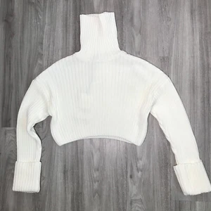 Zara Sweater XS White Cream Women Knit Cropped Long Sleeve Turtleneck Pullover - Picture 1 of 8