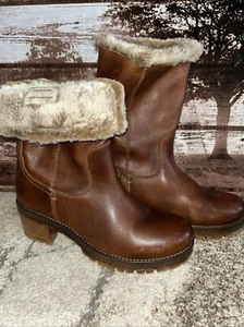 Avellini Made In Portugal Genuine Leather Faux Fur Brown BooT SIZE 40 - Picture 1 of 8