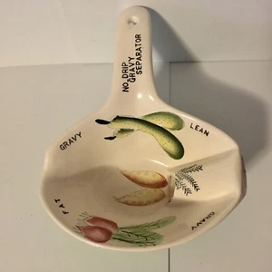 Separatore Grasso Gravy Vintage Ceramica Senza Goccia Disegno Verdure GIAPPONE Ottimo - Foto 1 di 6