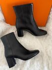 Hermès Black Leather New York 70 Zipper Ankle Boots Booties Size 38