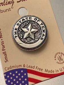 Plata Esterlina 18mm Says State of Texas on Sello con Pin de Solapa Estrella Corbata - Imagen 1 de 4