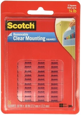 Scotch Removable Wall Mounting Tabs, 11/16" X 11/16", Clear, Box of 35 - Image 1 of 4