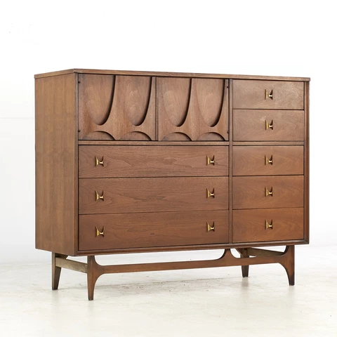 Broyhill Brasilia Brutalist Magna Mid Century Walnut Dresser Cover