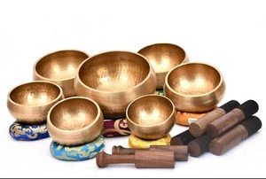 Singing Bowl Set Of 7 - Tibetan Singing Bowls for Healing - Chakra Bowls -mallet - Picture 1 of 5