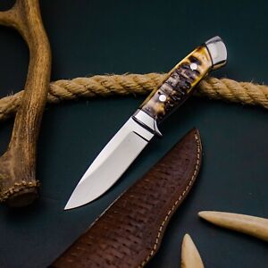 8.4'' WILD BLADES MILITARY CAMPING ANTLER CUSTOM SURVIVAL KNIFE CHUTE STAINLESS