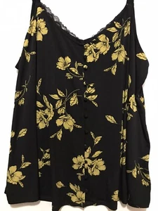 Torrid Studio Strick-Trägertop mit Knopfleiste Swing schwarz & goldfarben geblümt Größe 3 - Bild 1 von 24