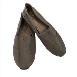 Women's Gray Toms Khaki Slip on Canvas Flats, 6 sz 6 - Picture 1 of 8