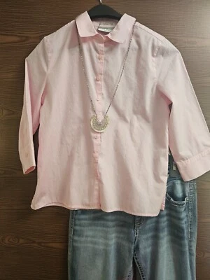 SIZE PS STUDIO WORKS Pink 3/4 Sleeve Button Down Blouse INVPV3156 - Image 1 of 3