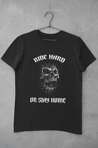 Bikers T shirt Ride Hard or Die Skull Men Women Birthday Gift Dad Cool Chopper - Picture 1 of 6