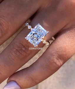 Elegant 5 CT Big Radiant Cut Moissanite Women Engagement Ring 14K White Gold - Picture 1 of 9