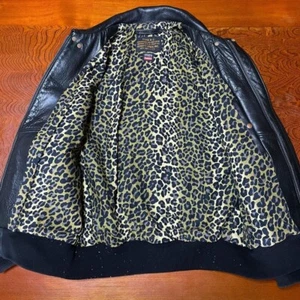 Supreme Schott Cowhide Leather A 2 Jacket Black Leopard Size M Used - Picture 1 of 17