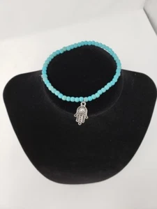 Turquoise Beaded Infinity Chain Ankle Charm Bracelet - New - Picture 1 of 2