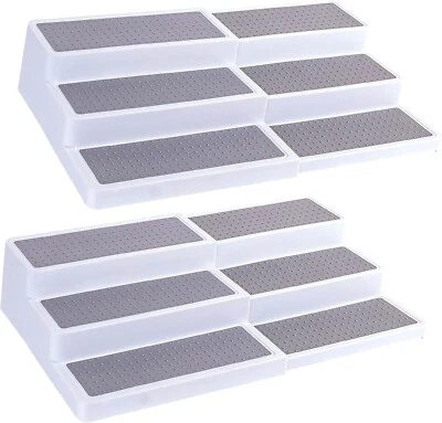 Paquete de 2 estantes de especias expandibles de 3 niveles, longitud ajustable, estabilidad, estante antideslizante Foto 1 de 4