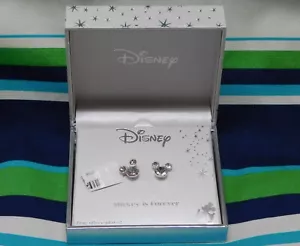 MICKEY IS FOREVER Fine Silver Plated Rhinestone Mickey Ear Earrings NEW LA Rocks - Picture 1 of 4