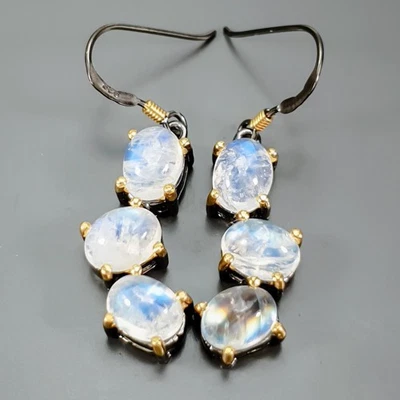 Pendientes Joyería Piedra Lunar Natural Plata de Ley 925/E129381 Foto 1 de 4