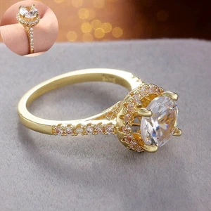 Moda per 6-10 Anelli Bianchi Placcati Giallo 18k Donna Misura Gioielli Oro - Foto 1 di 14