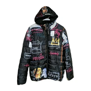 Member's Only Jean-Michel Basquiat Men Apparel Small Puffer Jacket Small Black S - Picture 1 of 16