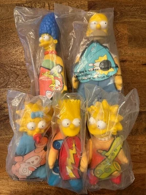 "Полный набор из 5 кукол" The Simpsons новые нераспакованные игрушки Burger King 1990 - Изображение 1 из 4