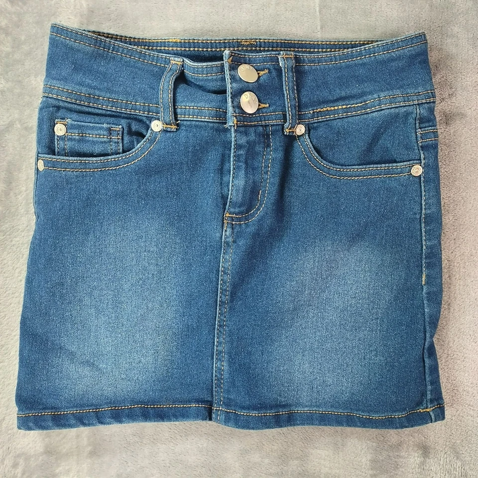 Minifalda DKNY Niñas Denim Azul Talla 10 Elastizada Informal Clásica Iglesia Y2K Foto 1 de 4