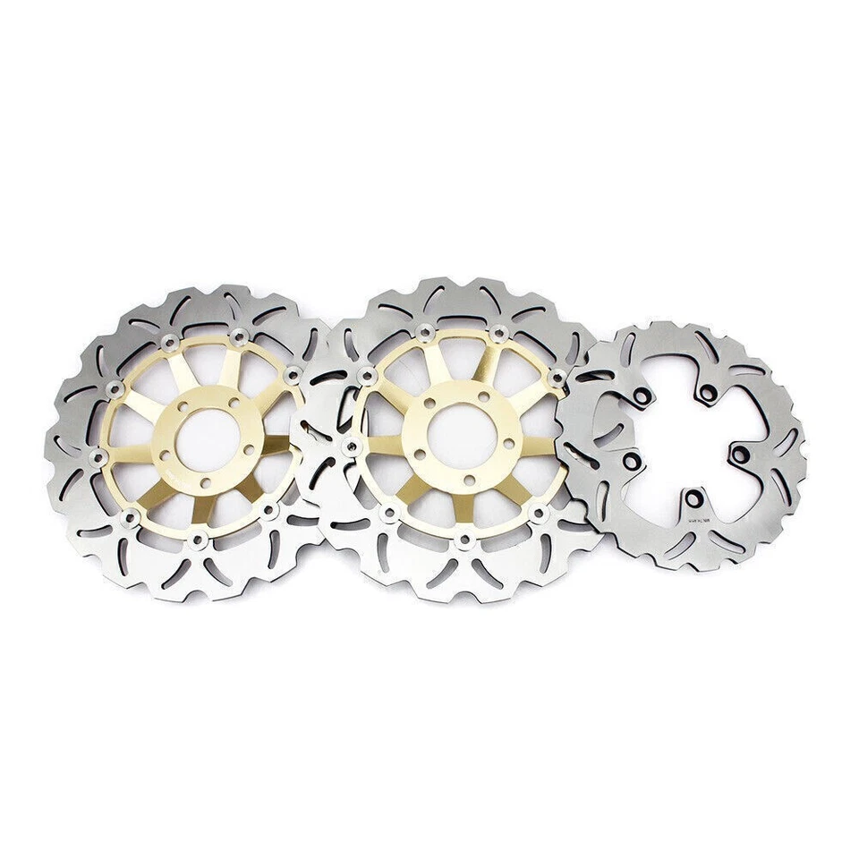 3 Gold Front Rear Brake Rotors for Suzuki GSXR750 W 91-95 GSXR1100 W 93-00 - Image 1 of 4