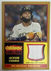 Jackson Chourio 2025 Topps Heritage Clubhouse Collection Relic Gold #/99 - Picture 1 of 2