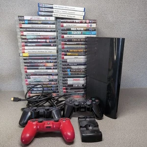 Sony PlayStation 3 - PS3 Super Slim Konsole 500GB + 3x Controller + 52 Spiele - Bild 1 von 16