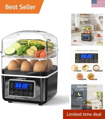Vaporizador digital de verduras de 2 niveles con apagado automático y fácil cocción de huevos - 400 W Foto 1 de 4