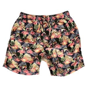 Massive Lagoon Flamingo Print Poplin Shorts Mens Medium Beach Tropical 90s Theme - Picture 1 of 9
