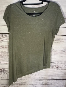 Juicy Couture Green Sparkly Side Tie Style Size Large Tshirt - Picture 1 of 10
