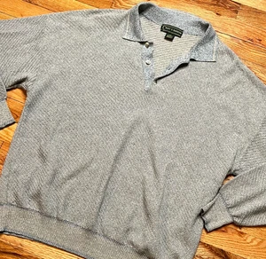 Vintage 90s Croft and Barrow Knit Henley Sweater Cotton Blend Size XLT Made in Italy - Bild 1 von 7