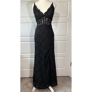 Morgan & Co. Spitzen Festkleid Kleid Schlitz Korsett Mieder schwarz Größe 1 - Bild 1 von 16