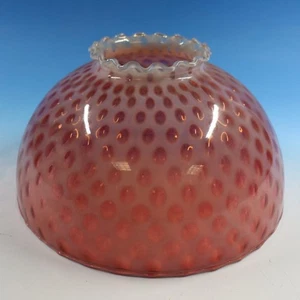 Vintage Cranberry Opalescent Ruffled Top Dotted Glass Shade - 10 inches - Picture 1 of 4